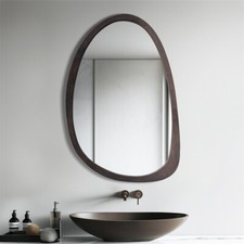 Modern Asymmetrical Pond Deco Irregular Design Wall Mirror Walnut Framed 70/90cm