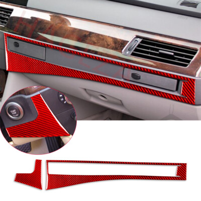 Center Console Dashboard Panel Trim for BMW 5 Series E60 2004-10Red Carbon Fiber