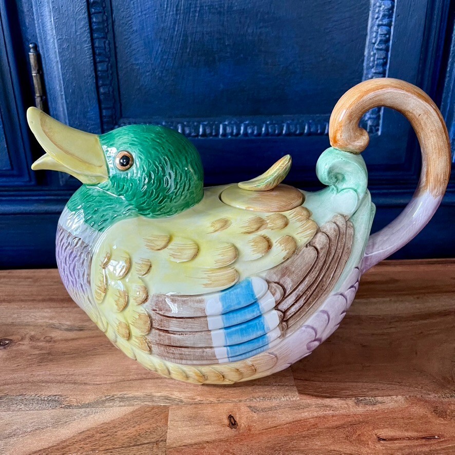 Vintage 1986 Fitz and Floyd Mallard Duck Tea Pot, 40 oz, 1 1/4 Q