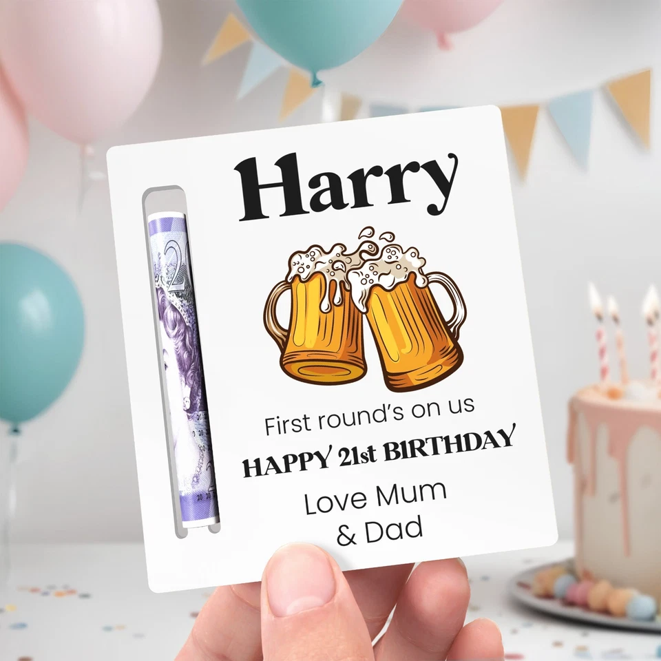 BEECREATIVEDESIGN 21st Birthday Money Holder Gift Him Son Men 18th 30th Boyfriend Grandson Nephew