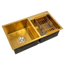 Gold Undermount Kitchen Sink, 80 45 cm Stainless Steel Kitchen Sink Double Bowls