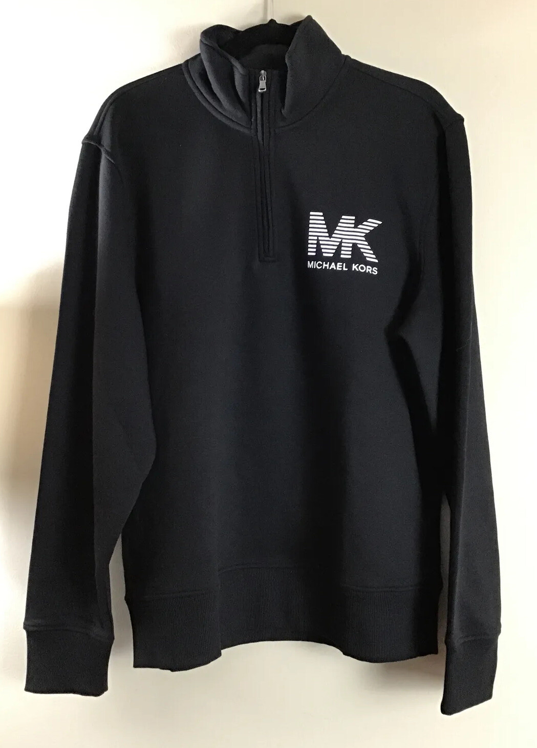 NEW Michael Kors Men's 1/4 Zip Up Black Logo Pullover Sweatshirt Size XL