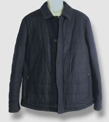 $796 Neiman Marcus Men's Blue Navy Collared Zip-Up Jacket Size XXL