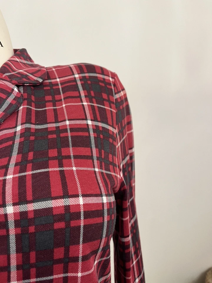 Black Spade Pyjamas Raspberry Checked M UK 12 Cotton/Modal PJs BNWT RRP £59 - Image 2 of 3