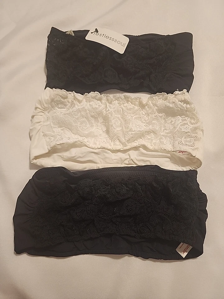 Pack de 3 bandeas de encaje Commando nuevas en blanco y negro  Foto 2 de 4