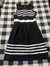Madewell DRESS WOMENS Small Fit & Flare Black & White Striped Sleeveless Nice