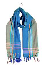 Kikoi Vibrant Gift 100 Cotton Ethnic Blue Tassels Scarf Beach Wrap Kenyan Made