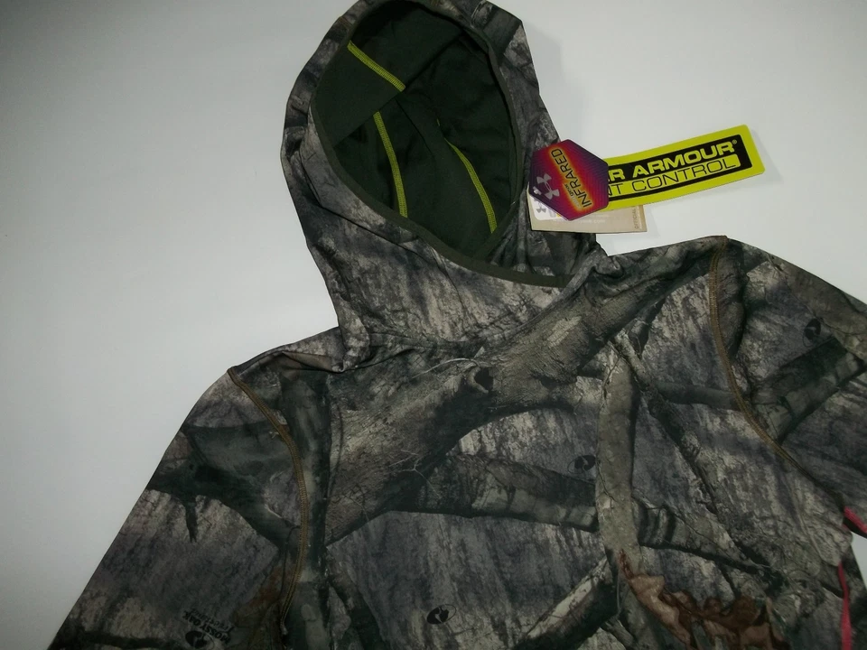 UNDER ARMOUR Coldgear MOSSY OAK CAMO Hooded EVO Hunting SHIRT Womens Size XL NEW - Image 2 of 4