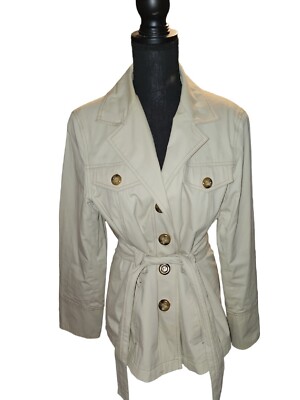 Vintage Esprit Outer Wear Women Jacket Coat L Cream Tortoise Shell Buttons