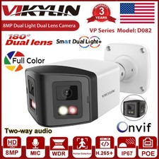 Vikylin 8MP Dual Lens IP Camera Full Color IR Motion Detection 2Way Audio Wired