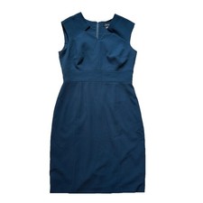 Tahari Arthur S. Levine Women Sheath Dress Teal Cap Sleeve Size 12