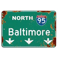 Rustic Baltimore Highway Sign: Vintage Interstate 95