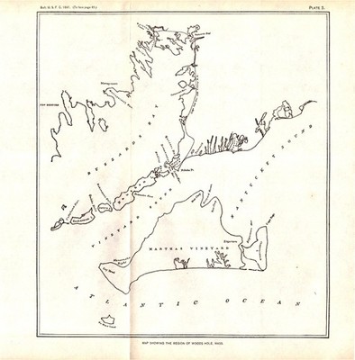 1897 Woods Hole Antique Map   Martha s Vineyard & Buzzards Bay