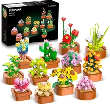 12 Pack Flowers Succulents Mini Building Set - 1403PCS Flower Botanical Collecti