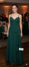 Azazie Bridesmaid Dress A10 Emerald Chiffon Convertible