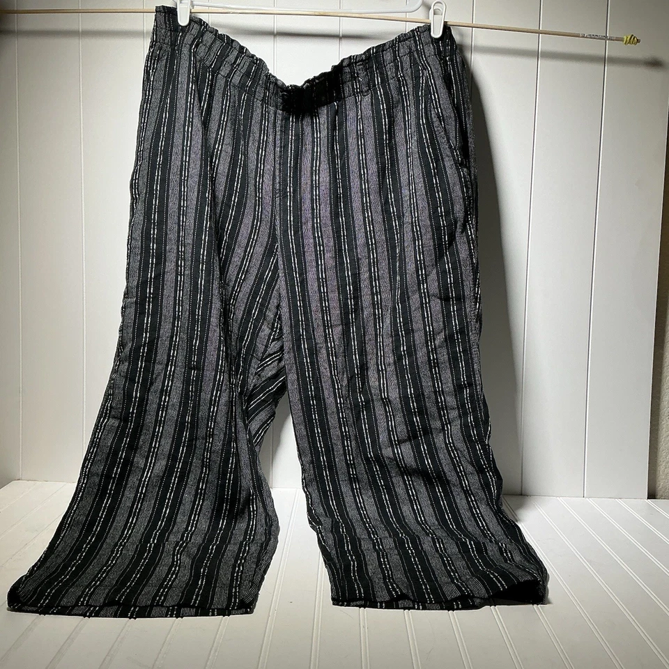 Pantalones de mujer Briggs talla grande 2X a rayas blancas y negras pierna ancha oficina Foto 2 de 4