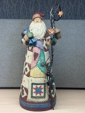 Primitive Folk Art Santa Claus Quilt Patchwork Christmas Figurine 13 Rustic