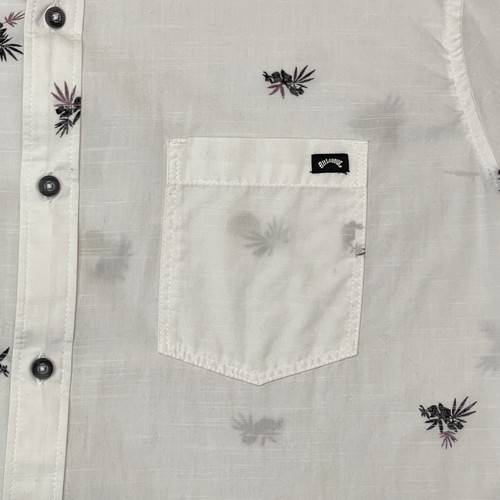 Billabong Button Down Shirt Mens XL White Hawaiian Tropical Beach Small Stain - Picture 9 of 16