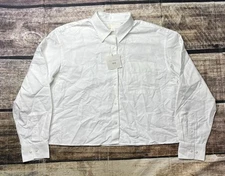 Uniqlo X JW Anderson Top Womens L Oxford Boxy Shirt Cotton Rayon White