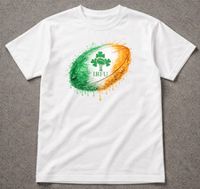 Ireland Rugby Paint Drip Graphic T-Shirt – IRFU Dripping Ball Black White S-2XL