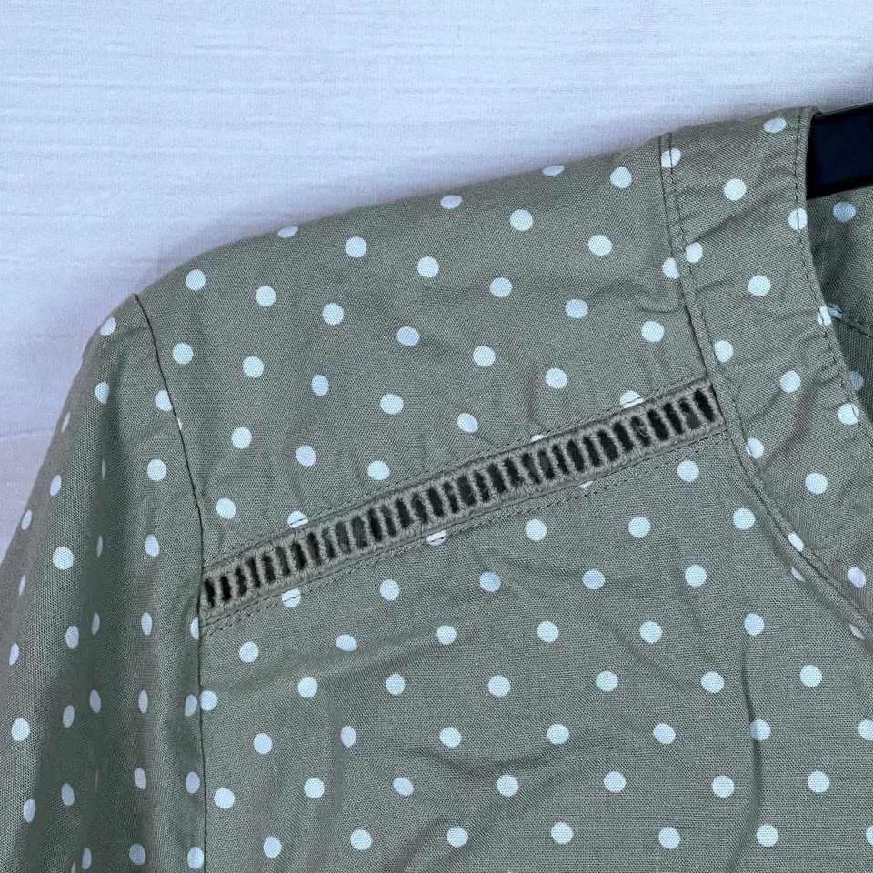 Camisa Erika Top Mujer 3X Beige Lunares Abotonada Manga Corta Mezcla Algodón Foto 3 de 4