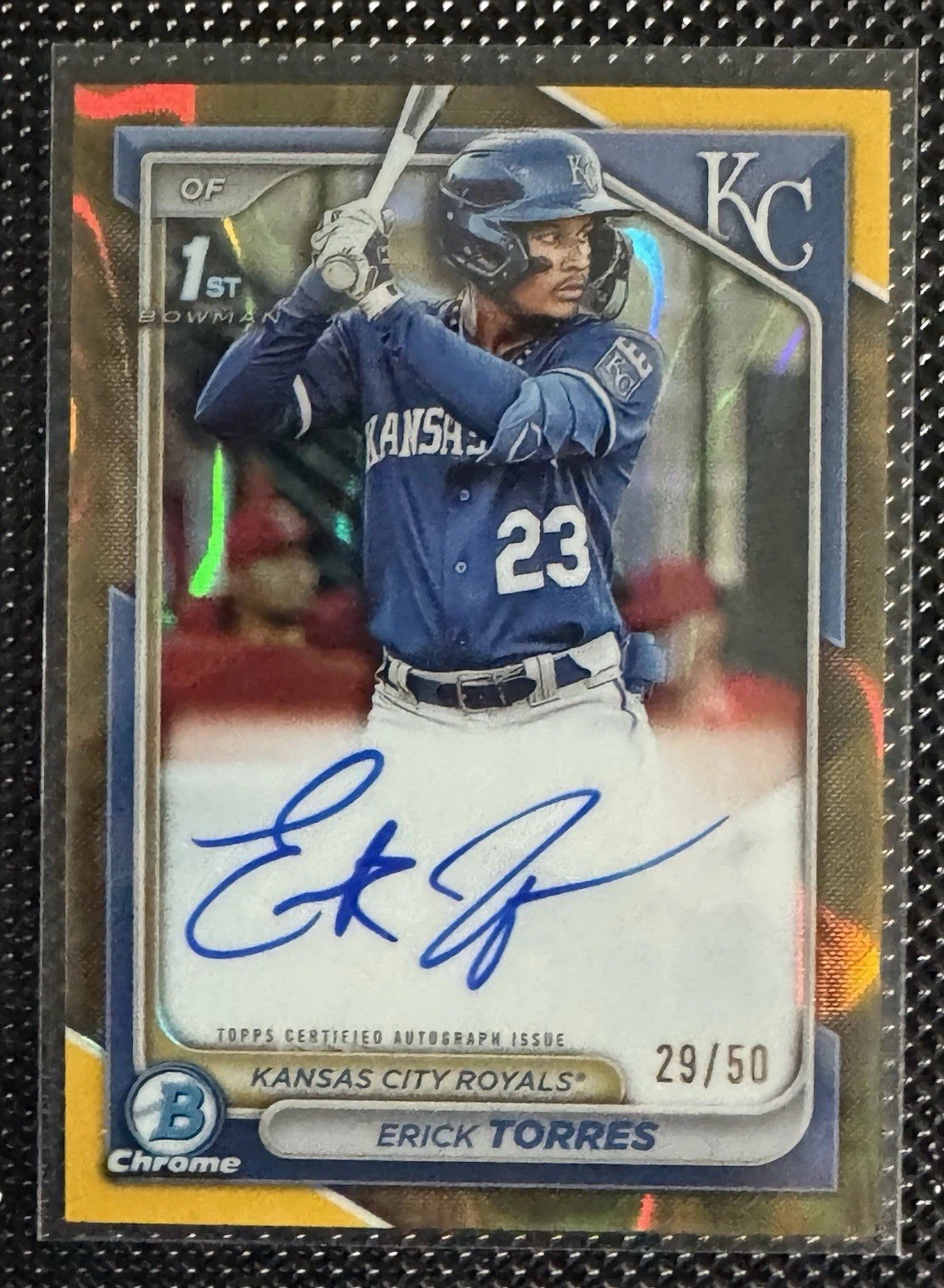 ERICK TORRES GOLD LAVA AUTO 1st Bowman Chrome 29 / 50 KC ROYALS 2024