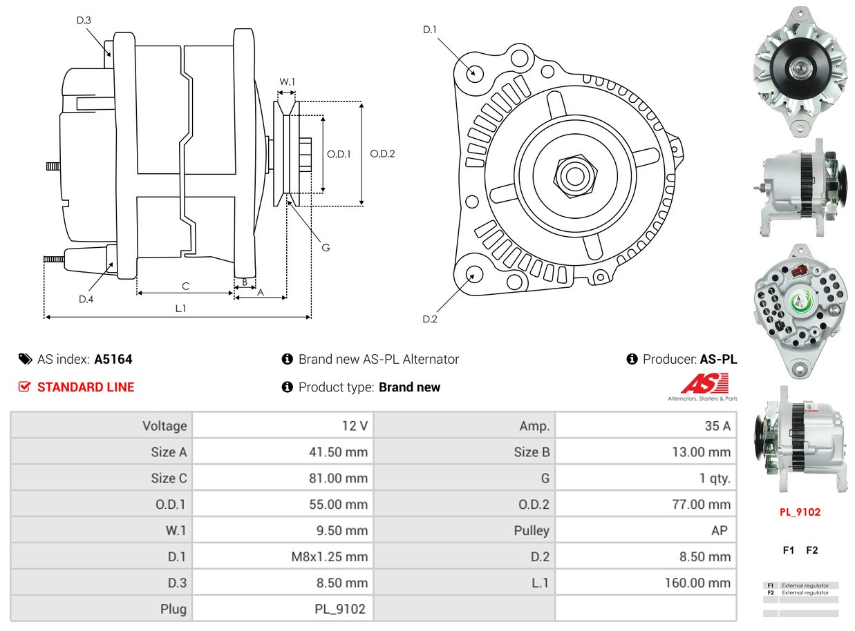 Fits AS ROZRUSZNIKI I ALTERNATORY A5164 BRAND NEW AS-PL ALTERNATOR  ⭐UK Stock⭐