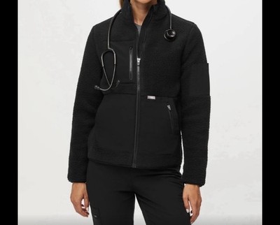 Wear Figs Women's On-Shift Fleece Jacket Warm Cozy AC Hospital Layer Pockets