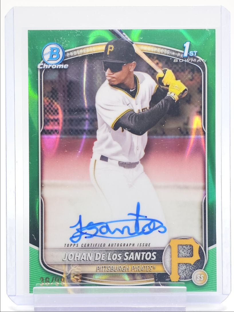JOHAN DE LOS SANTOS 2025 BOWMAN CHROME 1ST GREEN LAVA A AUTO /99 Q3599