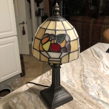 Vintage Tiffany Style Stained Glass Multicolor Floral Table Lamp 14 Tall