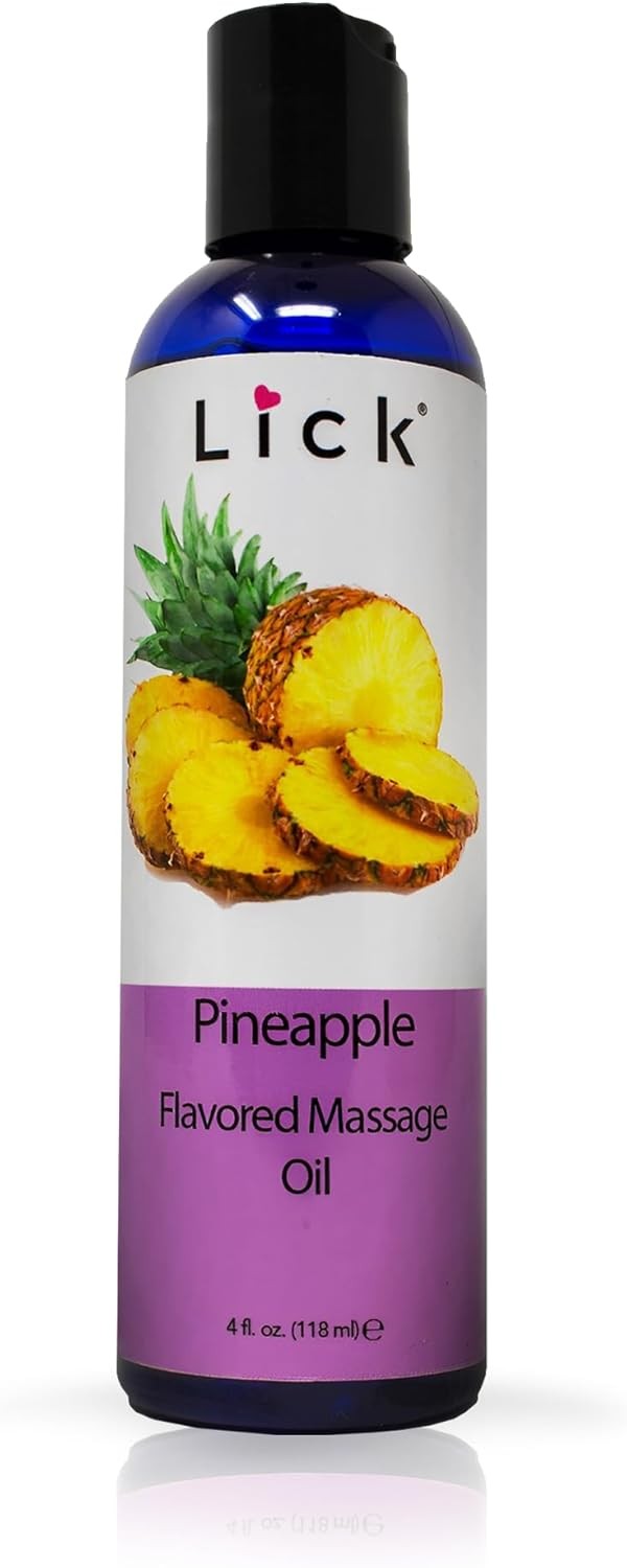 Lick Pineapple Flavored Massage Oil with Vitamin E, Coconut, Sweet Almond Oil fo