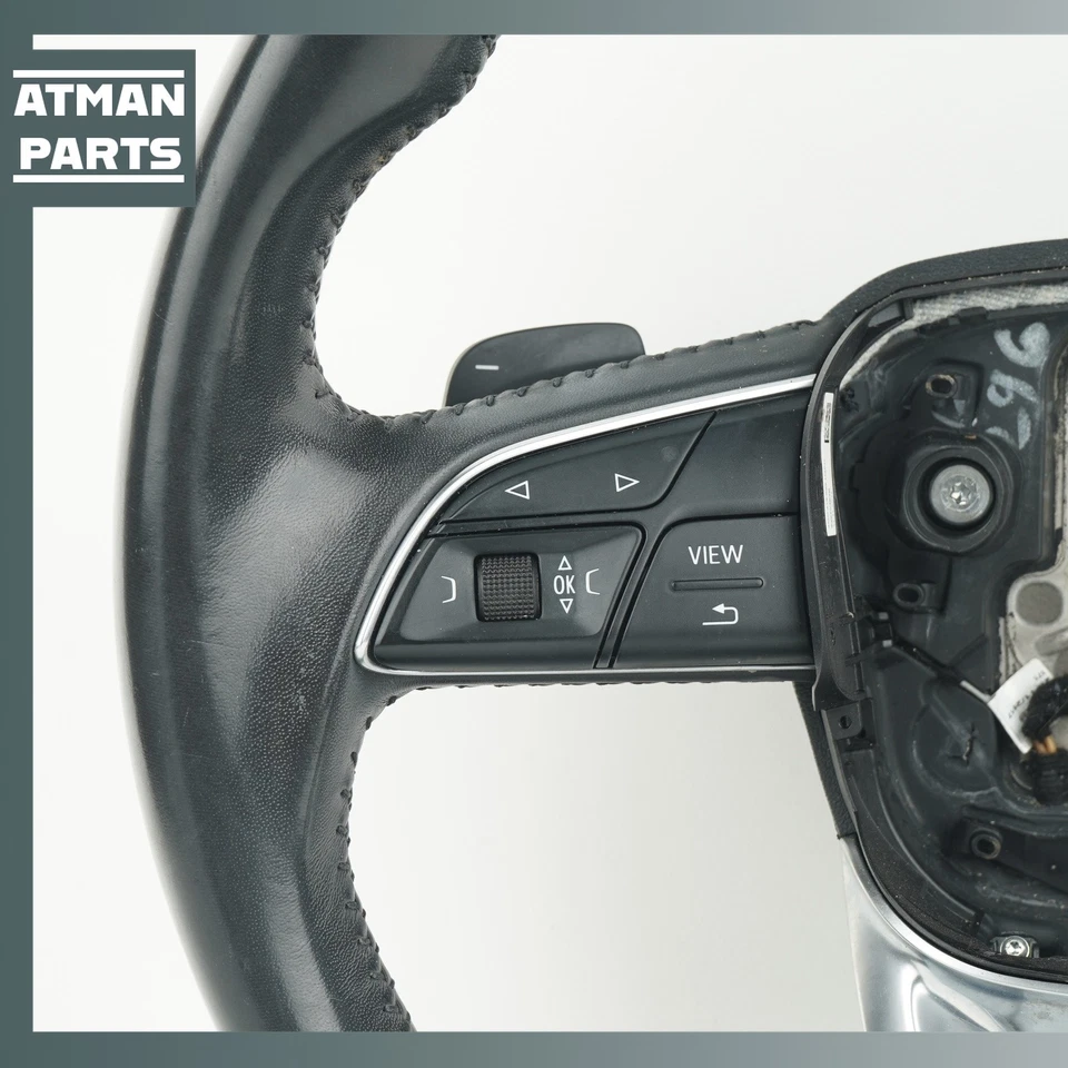 17-19 Audi 4M Q7 Sport Steering Wheel w/ Paddle Shifter Black 4M0419659A OEM - Image 3 of 4