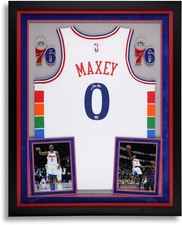 Tyrese Maxey 76ers Framed Signed Nike White 2024-25 City Edition Swingman Jersey