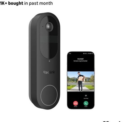 REOLINK 2K Battery Video Doorbell Camera Wi Fi Two Way Talk Black