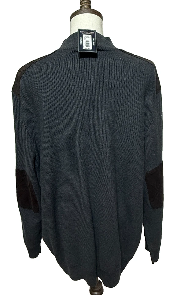 Cárdigan Roundtree & Yorke Para Hombres 4XT Gris Cremallera Codo Almohadillas para el Hombro Suéter Nuevo con Etiquetas Foto 2 de 4