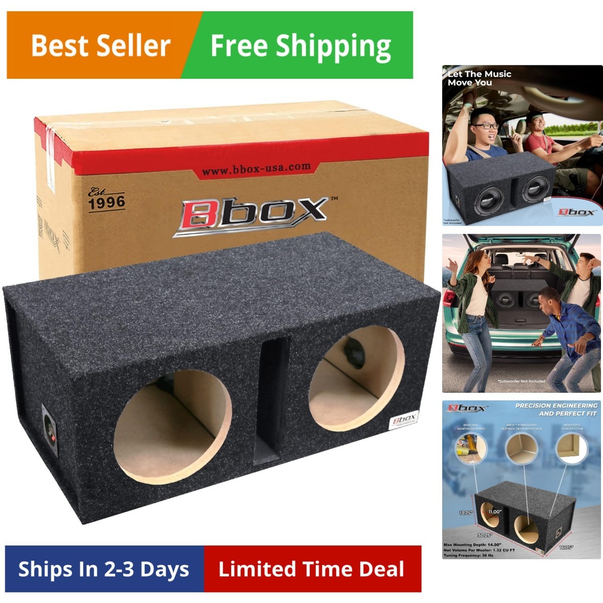 Bbox Dual 12 Inch Subwoofer Box – Ported Vented Enclosure – 35 Hz
