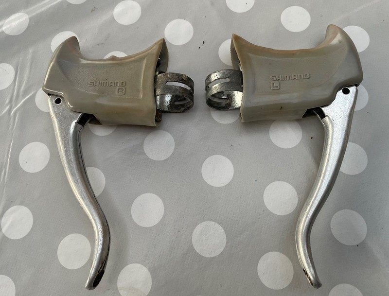VINTAGE SHIMANO ADAMAS AX 1980’s BRAKE LEVER PAIR WITH GREY HOODS