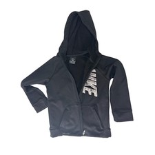 Nike Boys Dri-FIT Full Zip Hoodie Black Graphic Logo Sweatshirt Size 6/M