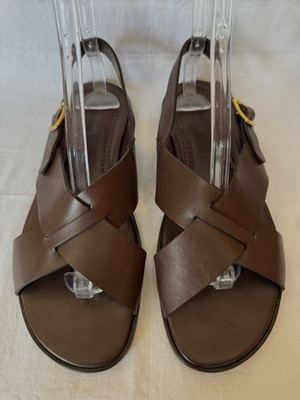 Tom Ford brown crossover flat sandals 11 buckle strap padded insole 41 10 Italy