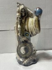 Grim Reaper fantasy handmade figurine with Yin Yang symbol and globe detail