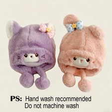 Plush Bear Earmuffs, Thick and Warm Double-layer Hat For Winter R1Y1