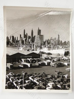 Brooklyn Pier 3 Grancolombiana Line NYC Skyline Docks c1950s Vintage Photo