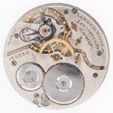 Hamilton Grade 974 16-Size 17 Jewel Antique Pocket Watch Movement, Keeps Time