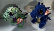 2 Ty Beanie Boo 6" Dragon Plush Toys W/Tags Cinder  Saffire