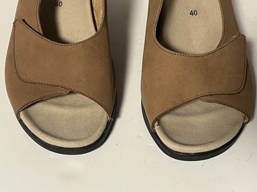 Mephisto Air-Relax Genuine Nubuck Leather Wedge Heel Sandal Women Size 9 40 New - Afbeelding 3 van 15