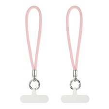 2pcs Hand Wrist Strap Phone Lanyard Cellphone Wrist Strap with Tab Pink