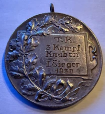 1930 T.K. 3 Kampf Knaben (3 boys' fight I winner) I. Sieger Silver Pendant Nice