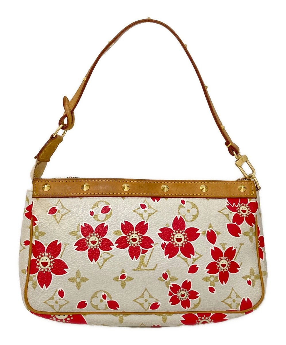 【廃盤モデル】Louis Vuitton ラバーストラップ ホワイト/レッド Louis Vuitton Monogram Cherry Blossom Pochette Accessoire Bag