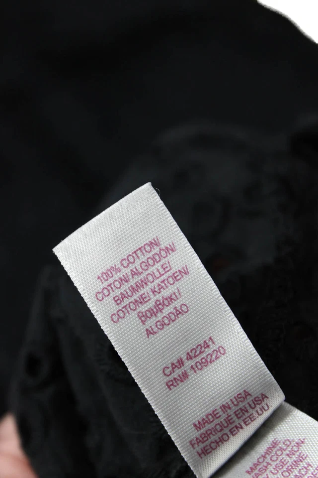 Blusa pulóver de terciopelo negra con detalle de ojales de algodón para mujer talla S Foto 4 de 4