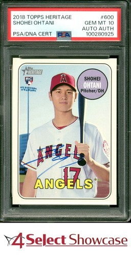 2018 TOPPS HERITAGE #600 SHOHEI OHTANI RC ANGELS PSA 10 DNA AUTO AUTHENTIC